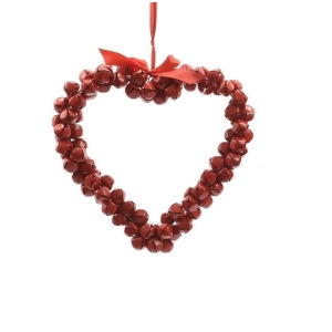 14 Alpine Chic Red Heart Shaped Jingle Bell Decorative Christmas Wreath - All