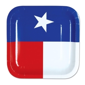 Pack of 96 Disposable Texas State Flag Square Dessert Plates 7 - All