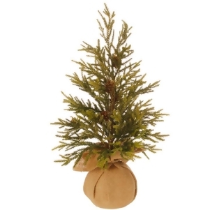 18.5 Glitter Pine Artificial Christmas Tree with Pine Cones and Burlap Base Unlit - All