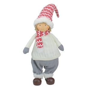 24.5 Ivory Red and Gray Cheerful Young Boy Gnome Christmas Decoration - All