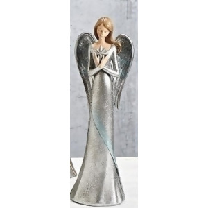 12.5 Glittered Silver Praying Angel with Bethlehem Star Christmas Tabletop Decoration - All