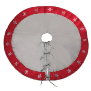 54 Alpine Chic Gray and Red Snowflake Border Tie Closure Christmas Tree Skirt - All