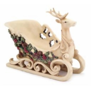 9 Reindeer Sleigh with Holly and Berry Accent Table Top Christmas Decoration - All