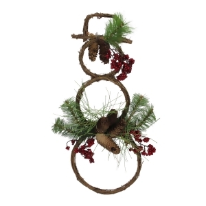 23.5 Grapevine Snowman with Twigs Berries Pinecones and Pine Needles Christmas Decoration - All