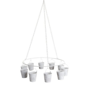 25.5 Round Tea Light Candle Hanging Display Holders with Decorative Floral Buckets - All