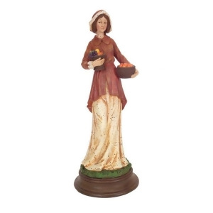13.25 Brown and Green Thanksgiving Harvest Pilgrim Woman Table Top Decoration - All