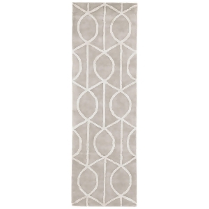 2.5' x 10' Cement Gray and Ivory Modern Seattle Hand Tufted Wool and Art Silk Area Throw Rug - All