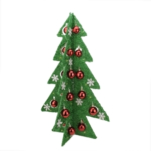 28 Battery Operated Decorated Green Tinsel Led Lighted Christmas Tree Table Top Decoration - All