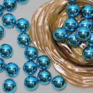 60Ct Shiny Turquoise Blue Shatterproof Christmas Ball Ornaments 2.5 60mm - All
