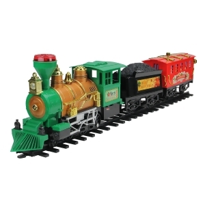 19-Piece Battery Operated Lighted Animated Christmas Express Train Set with Sound - All