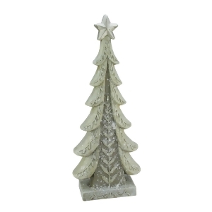 20.25 Vintage Inspired Distressed Cream and Taupe Christmas Tree Table Top Decoration - All
