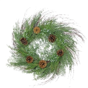 30 Mixed Cedar Pine Cone and Juniper Berry Artificial Christmas Wreath Unlit - All