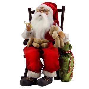 14.75 Animated Santa Claus in a Rocking Chair with Bears and Gift Bag - All