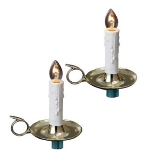 Set of 5 Decorative C7 Candle with Golden Trays Novelty Christmas Lights Green Wire - All