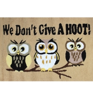 34 X 22 Brown White and Yellow We Don't Give a Hoot Decorative Throw Rug - All