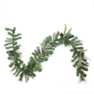 6' x 10 Artificial Mixed Pine with Blueberries Pine Cones and Ice Twigs Christmas Garland Unlit - All