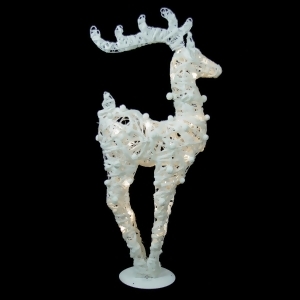 36 Battery Operated White and Silver Glittered Led Lighted Reindeer Christmas Decoration - All
