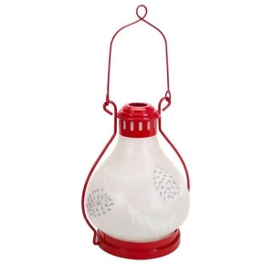 17 Red and Frosted White Battery Operated Led Christmas Lantern with Timer - All