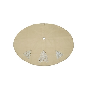 54 Glamour Time Elegant Beige and Metallic Gold Decorative Embroidered Christmas Tree Skirt - All