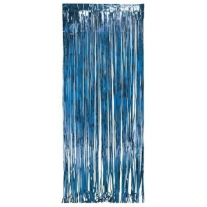 Pack of 6 Blue Fringe Hanging Foil Door Curtain Party Decorations 8' x 3' - All