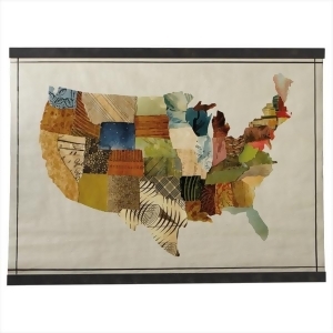 54.5 Oversized Antique Canvas Pattern Collage Usa Map Decorative Wall Art - All