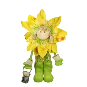 20.5 Green and Yellow Spring Floral Standing Sunflower Girl Decorative Figure - All