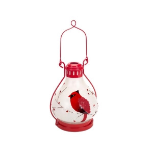 17 Country Cabin Battery Operated Led Lighted Red and White Cardinal Lantern with Timer - All