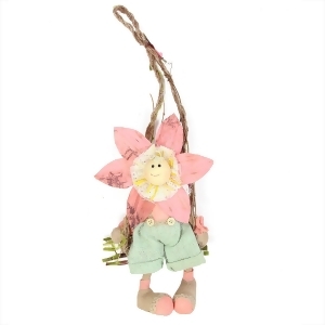 23 Pink Green and Tan Spring Floral Hanging Sunflower Girl Decorative Figure - All