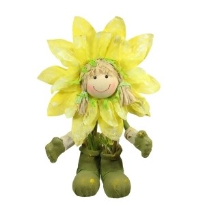 17.5 Yellow and Green Spring Floral Standing Sunflower Girl Decorative Figure - All