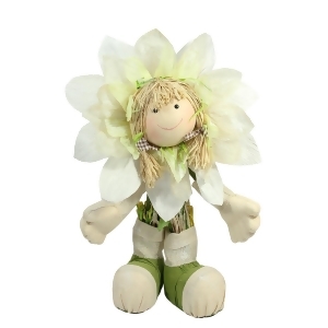 29 Ivory Green and Yellow Spring Floral Standing Sunflower Girl Decorative Figure - All