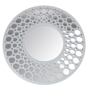 24.75 Glamorous Cascading Orbs White Framed Round Wall Mirror - All