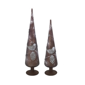 Set of 2 Luxury Lodge Bronze Tone Weathered Bird and Pine Cone Glass Finial Christmas Tree Toppers - All