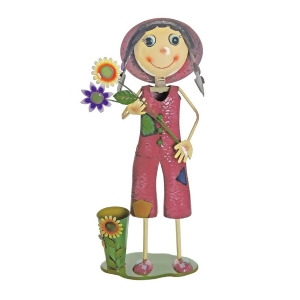 41 Pink and Green Girl with Sunflower Garden Decorative Spring Outdoor Planter - All