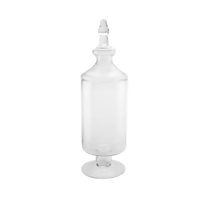 19 Transparent Glass Cylindrical Jar with Finial Topped Lid - All