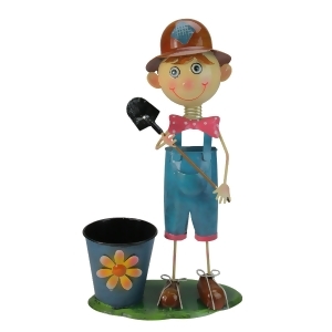 20 Boy With Shovel and Polka Dot Bow Tie Decorative Spring Outdoor Garden Planter - All