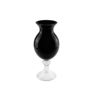 15.75 Jet Black and Transparent Glass Flower Vase - All