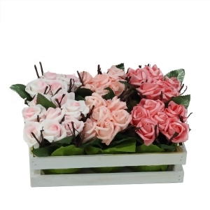 Set of 6 Artificial Pink Rose Plants in Crate Spring Table Top Decoration 9.5 - All