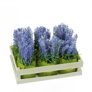 Set of 6 Artificial Lavender Plants in Crate Spring Table Top Decoration 9.5 - All