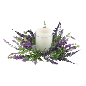 15 Decorative Artificial Purple Lavender Hurricane Glass Candle Holder - All