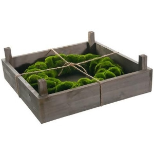 14 Green Moss Artificial Spring Wreath in Rustic Wood Frame Box - All