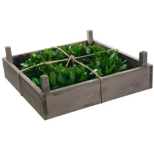14 Green Bay Leaf Artificial Spring Wreath in Rustic Wood Frame Box - All