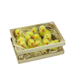 Set of 12 Yellow Ducks in Crate Spring Easter Table Top Decoration 6 - All