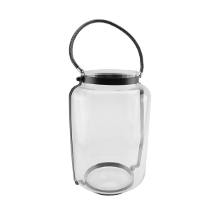 18 Clear Glass Hurricane Candle Holder Lantern with Jet Black Metal Frame - All