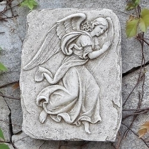 15 Joseph's Studio Rightward Facing Angel Weather-Finished Religious Garden Wall Plaque - All
