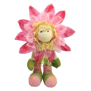 29 Pink Green and Yellow Spring Floral Standing Sunflower Girl Decorative Figure - All