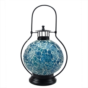 12 Decorative Aqua Blue and White Mosaic Glass Tea Light Candle Holder Doom Lantern - All