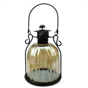 12 Decorative Golden Luster Ribbed Glass Tea Light Candle Holder Lantern - All