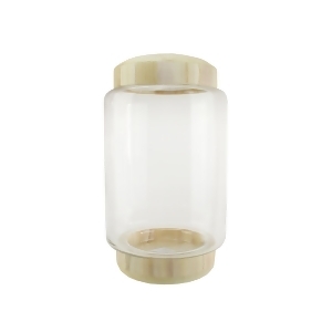 13.5 Cylindrical Transparent Glass Container with Wooden Base and Lid - All