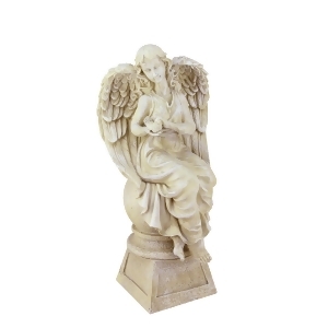 17 Heavenly Gardens Distressed Almond Brown Sitting Angel with Dove Outdoor Patio Garden Statue - All