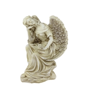 12 Heavenly Gardens Distressed Almond Brown Daydreaming Angel with Rose Outdoor Patio Garden Statue - All